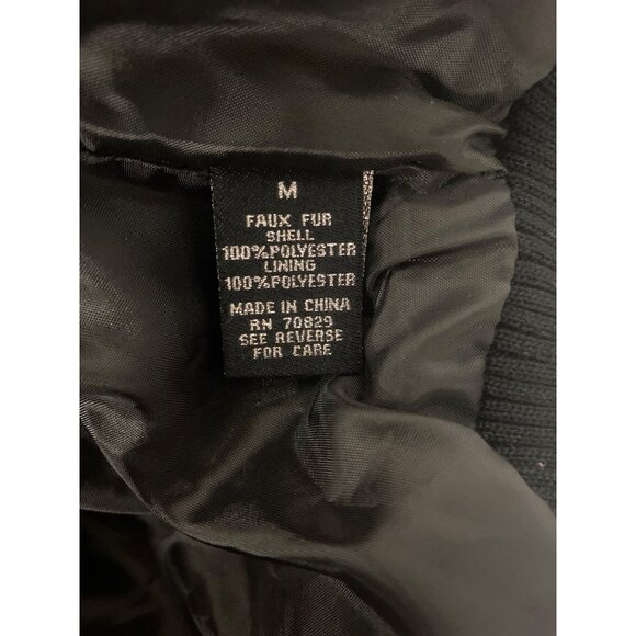 Rue21 Varsity Jacket Faux Fur Bomber Jacket Black Cream Bear Hug Comfy Cute - Picture 10 of 11